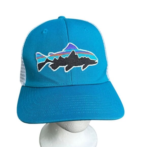 Patagonia Fitz Roy Trout Trucker Hat Teal NEW - Picture 1 of 6